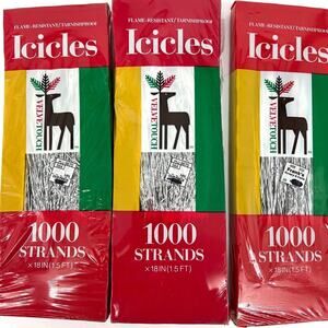 Velvetouch Icicles CHRISTMAS TREE DECORATIONS LOT of 3 Packages NEW Old Stock